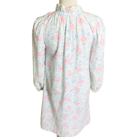 VTG Miss Elaine Womens Nightgown Size XS Floral Snap Front Long Sleeve Pockets - Picture 3 of 13